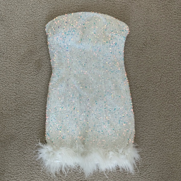 12th Tribe White Sequin Mini Dress - Picture 3 of 8